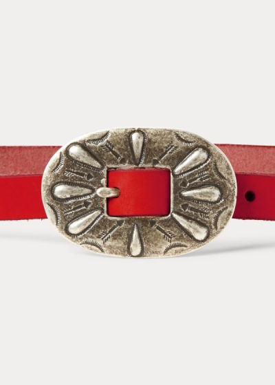 Cinturones Polo Ralph Lauren Mujer Rojos - Skinny Leather Buckle - UDGIA0951